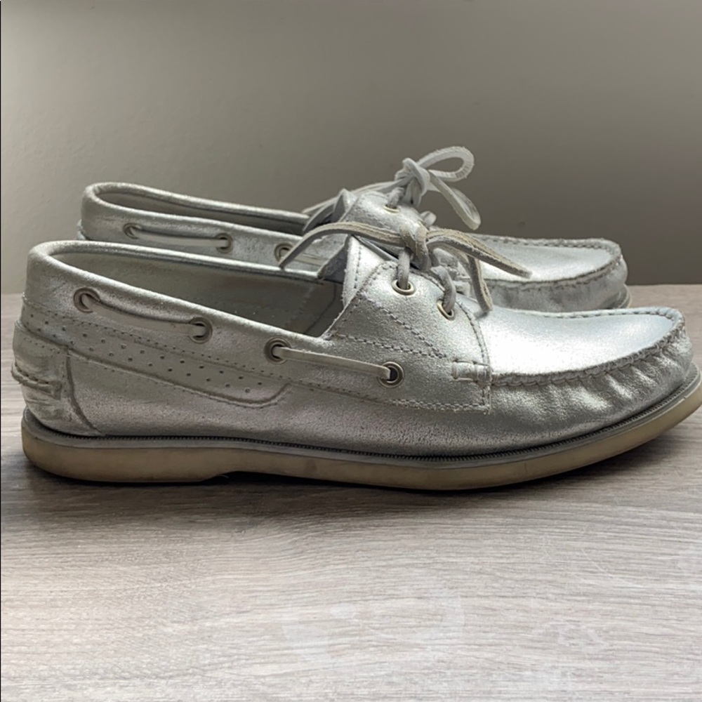 ZARA Man - Metallic silver boat style slip on